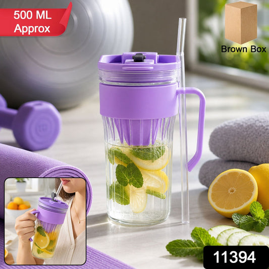 Glass tumbler with glass straw for eco-friendly hydration