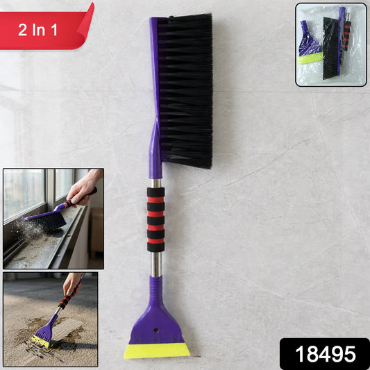 Heavy-duty multipurpose cleaning brush with scraper for deep cleaning