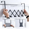 Close-up of the 6 non-slip hooks on the steel door hanger, ideal for multiple items.
