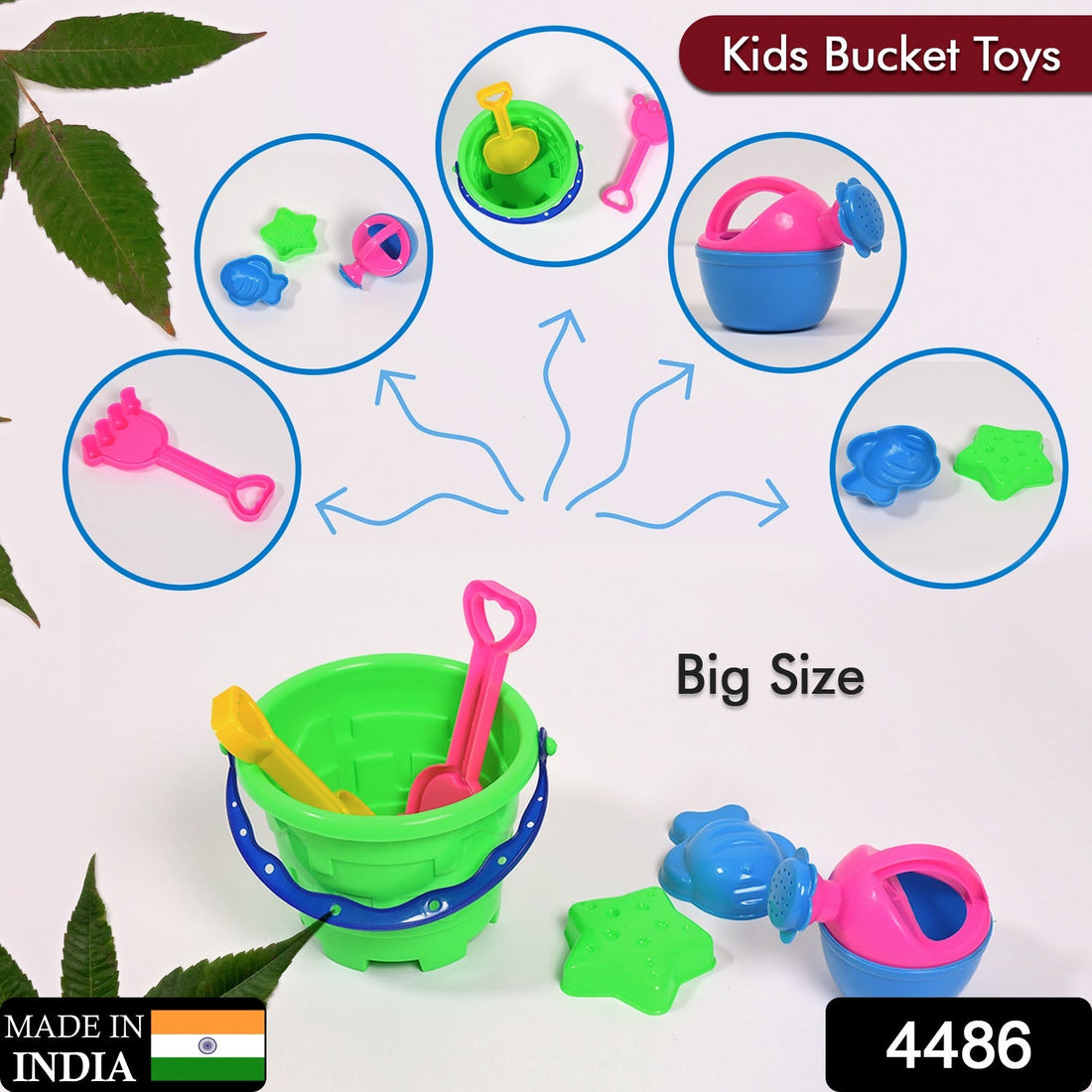 Kids building a sandcastle with the 6-piece beach sand castle toy set.