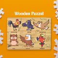 Wooden peg puzzle board for kids with easy-to-hold puzzle pieces