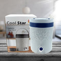 Front view of the 5000ml insulated water jug with an easy-flow tap for convenience.