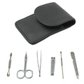 Professional manicure set neatly arranged in its durable, travel-friendly storage pouch.