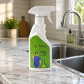 Kitchen faucet cleaning liquid in spray bottle