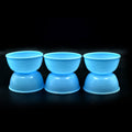 Collection of small, microwave-safe plastic bowls in various colors.