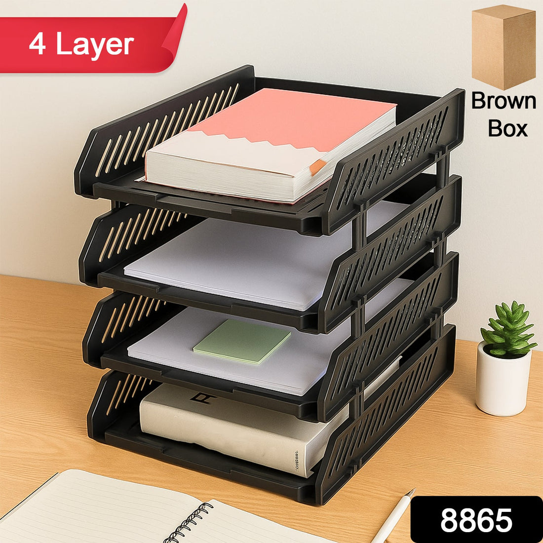 FiloDesk 4-layer office file rack with drawers on a tidy desk.