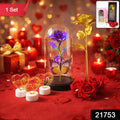 Golden artificial rose included in romantic gift set
