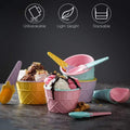 Detailed view of the waffle-textured ice cream bowl.