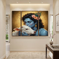 Krishna with cow religious painting on MDF wall frame