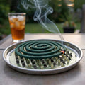 Compact round mosquito coil stand for indoor outdoor use