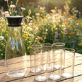 Tableware set with plastic jug and glasses for gatherings