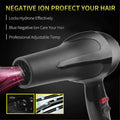 Ergonomic black hair dryer, showcasing its modern design.