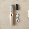 Side view of the portable Flewless Pedi electronic pedicure device, perfect for travel.