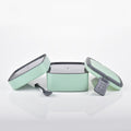 Compact green stackable lunch box, ideal for school or office.