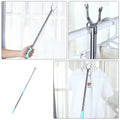 Versatile clothes hanger pole used for various high-reach tasks.