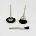 Close-up of the durable, high-quality brass bristles on a wire wheel for cleaning.