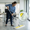 Velvet Wipe mop head refill easily attached to a standard mop handle.
