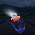 Adjustable strap detail on rechargeable LED headlamp for comfort