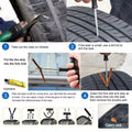 Compact and portable tubeless tyre repair kit for emergency roadside fixes.