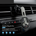Close-up of the magnetic car phone mount's strong attachment to the air vent.