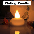 Battery operated lotus-shaped LED floating candles showcasing flickering flame effect
