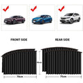 Diagram illustrating the simple magnetic installation process of the car window sunshade.
