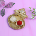 Another angle showcasing the craftsmanship of the puja thali.