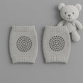 Cozy light grey wool leg warmers with thickened sponge knee pads for kids