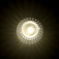 Close-up of a crystal-patterned LED flameless candle glowing warmly