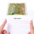 Colorful elastic bands displayed, ideal for office, home, and kitchen organization.
