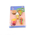 A diverse group of fun 3D erasers showcasing various food designs.