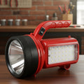 Rechargeable LED torch with side emergency light panel