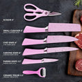 Included peeler and kitchen scissors, essential tools in the Quickslice knife set.