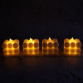 Close-up of decorative LED flameless bubble candles