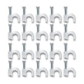 Durable plastic cable clip with steel nail for wall-mounted cable management