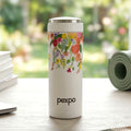 Close-up of printed pattern on water bottle emphasizing design details