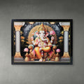 Detailed view of wooden frame surrounding the Lord Ganesha Wall Painting