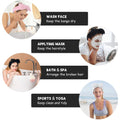 Comfortable plush spa headband worn during makeup application