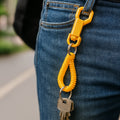 Close-up of the flexible TPU spiral coil on the retractable keychain