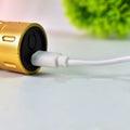 The men's electric hair trimmer charging via its dedicated power adapter.