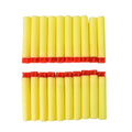 Close-up of a soft foam dart, showing compatibility with Nerf blasters.