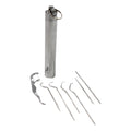 Close-up of the sleek, portable case for the stainless steel dental set.