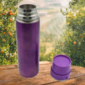 Upright view of the durable stainless steel bottle, showcasing its elegant finish.