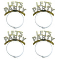 Pack of four reusable glitter party headbands perfect for birthdays and anniversary parties