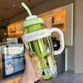 Ice cream themed water bottle showing straw sipper and leakproof lid