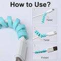Pack of 4 spiral cable protectors in various colors for data cable protection.