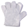 Individual disposable plastic gloves showing transparent material