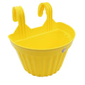 Close-up of a UV-stabilised plastic hanging planter showing its sturdy hook.