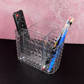 Close-up view of crystal-clear multipurpose organizer holder with compartments