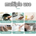 Kitchen cleaning wipe effortlessly polishing a glass surface, leaving it streak-free.